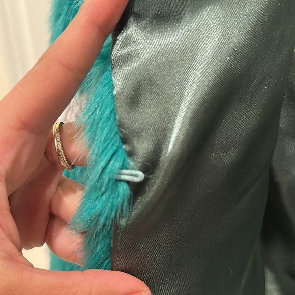 Eco Fur Teal Jacket with Stripe by Molly Olli for Anthropologie Shrimps style - Picture 4 of 6